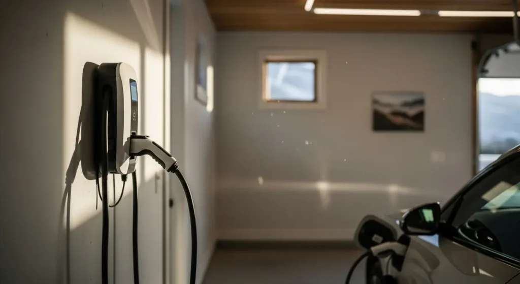 Level 2 EV charger installed in residential garage