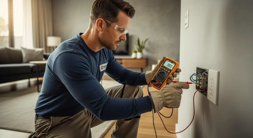 Electrical service upgrade installation in progress